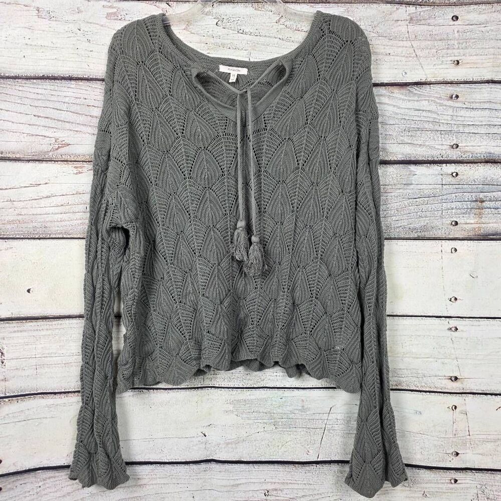 Maurices Olive Green Open Knit Sweater Top Size M